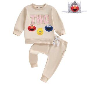 Sesame Street Sweater Cookie Pants Second Birthday Elmo Outfit Clothes Leggings